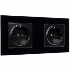 Γυάλινη Πρίζα Σούκο 2 Θέσεων Μαύρη 195026CC/BL